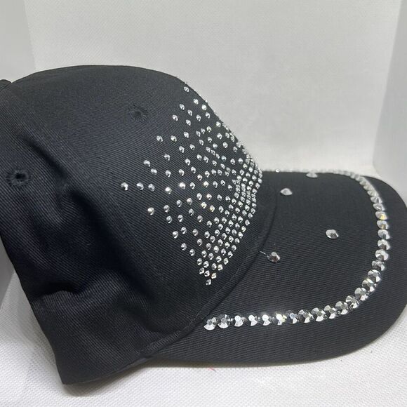 Black Rhinestone Studded Baseball Cap - Picture 3 of 5